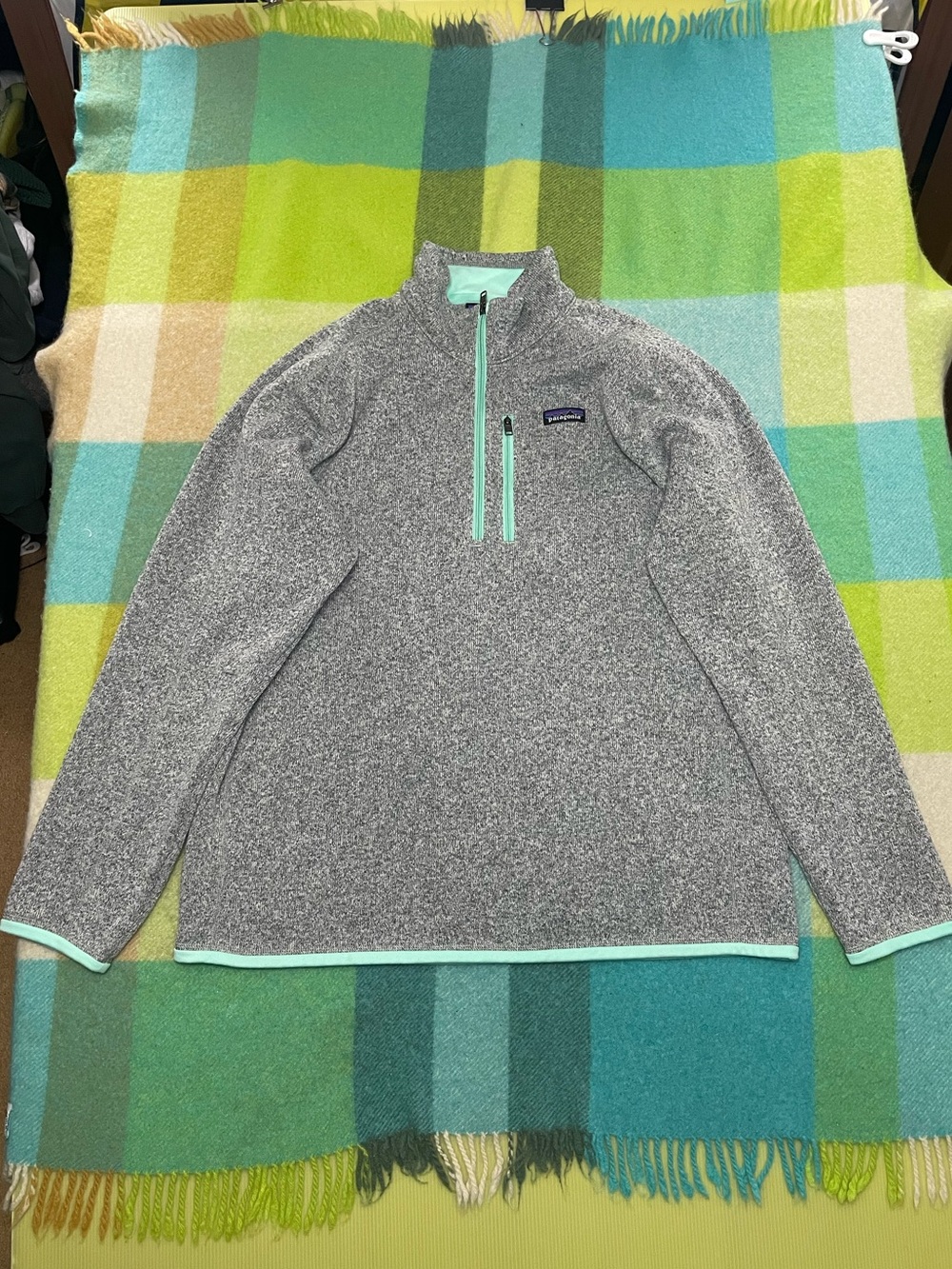Patagonia Men's Better Sweater 1/4 Zip Pullover Grey Teal Fleece